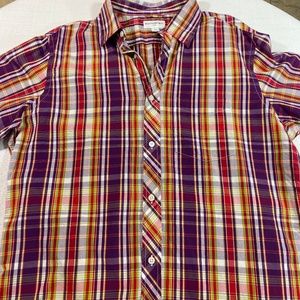 Banana Republic Men's Button Down Plaid Purple Red